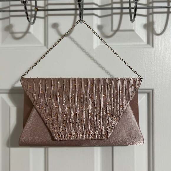 D'margeaux rose Champagne Evening Purse Clutch Hand Bag - Picture 1 of 10